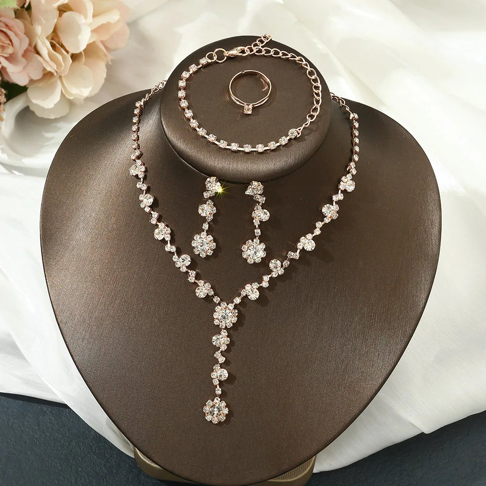 Cross-border European and American Gold Plated Jewelry Weeding Party Necklace Set
