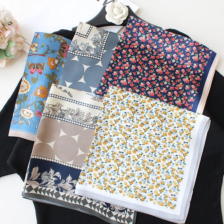 OEM Custom New Design Ladies Silk Neck Scarf Printed Women Satin Silk Scarf