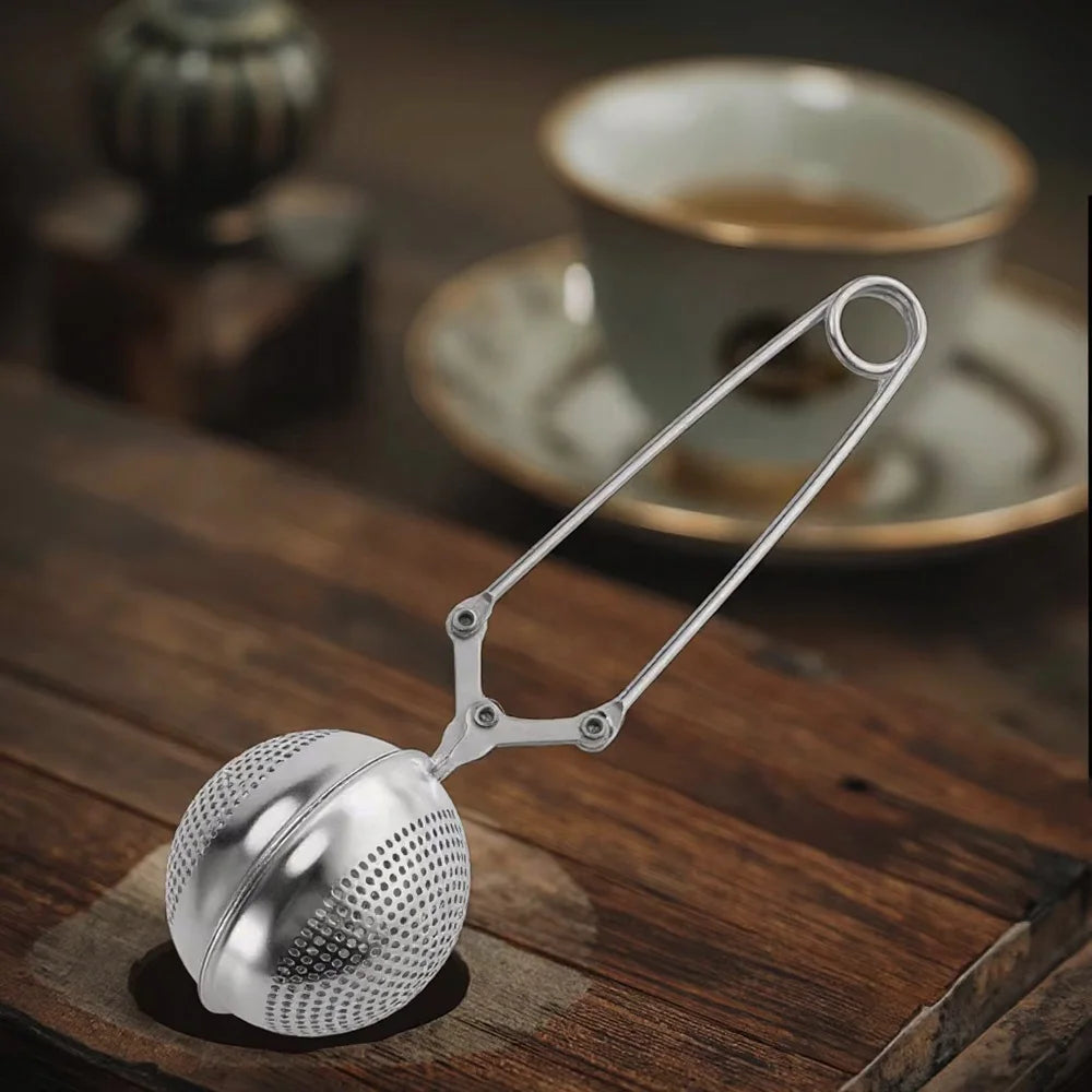 Professional 304 Stainless Steel Tea Infuser Long Handle Portable Large Snap Ball Design Utensils for Loose Tea Home Kitchen