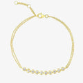 Double Chain Tennis CZ Bar Charm 925 Sterling Silver Women Jewelry 14K 18K Gold Plated Bracelet