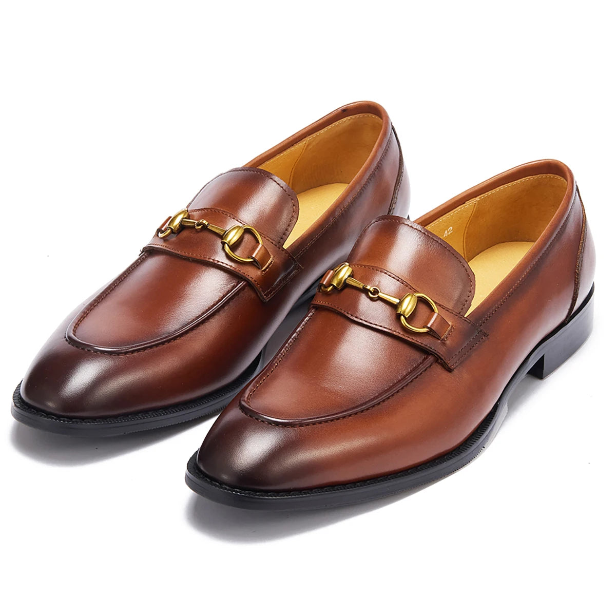 Classic Men's Formal Office Dress Shoes Horsebit Loafers Durable Full Grain Leather Lightweight Comfortable Casual Shoes
