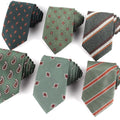 Shengzhou Men's Green Series Polyester Tie with Stripes and Paisley Print for Business and Parties