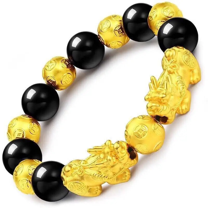 2025 New 18K Gold-plated Obsidian Buddha Bead Bracelet for Everyone