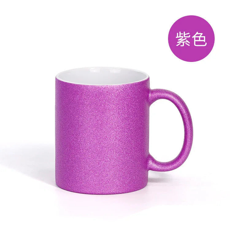 Shiny Pearlescent Golden Silver Sublimation Mugs with Coating White Ceramic Porcelain Sublimation DIY11oz 15oz330ml Glitter Gold