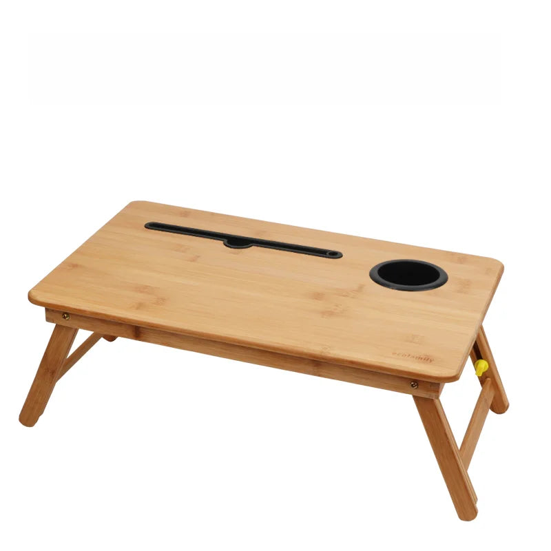 Computer Desk Folding Bamboo Laptop Computer Lazy Desk Dormitory Household Outdoor Portable Wood Bed Table