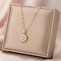 Sweet and Simple Delicate Sunflower Pendant Stainless Steel Necklaces Gifts for Women