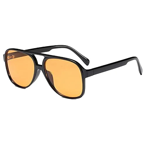 Lucky Latest Vintage Aviation Pilot Retro Sunglasses Women Men Classic Style Metal Hinge Shades Orange Yellow Tinted Sun Glasses