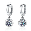 Silver 925 Original Total 2 Carat Round Brilliant Cut Diamond Test Past D Color Moissanite Screw Back Drop Earrings Fine Jewelry