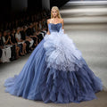 Glitter Elegant Detachable Flower Ball Gown Party Plus Size Evening Dresses Jancember RSM231088
