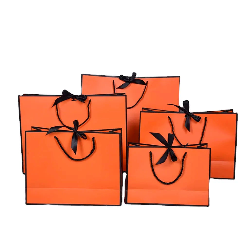 Black Pink Handmade Luxury Gift Shopping Paper Bags with Handles Custom for Clothing Shoes Fur Featuring Your Own Logo