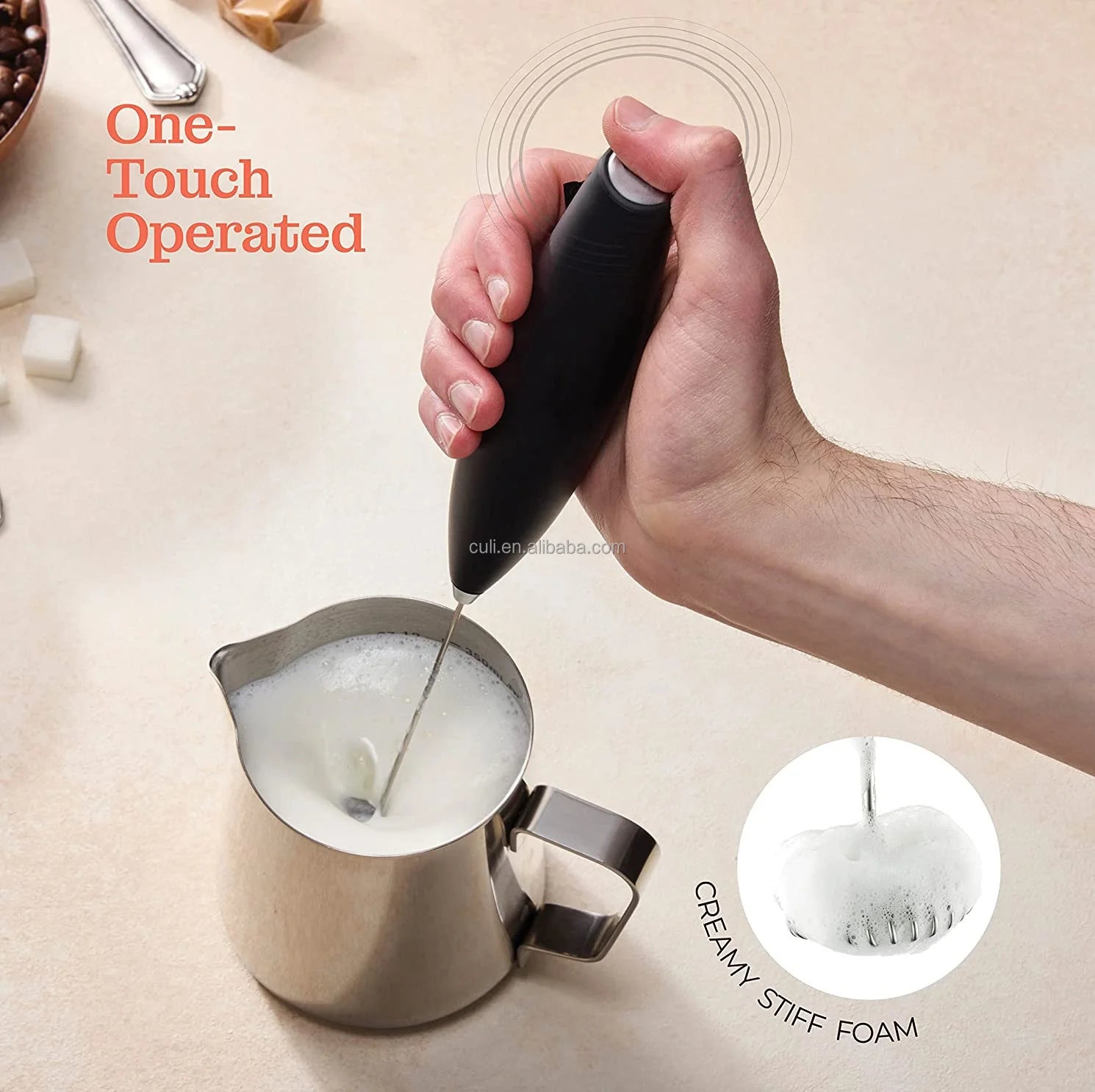 Milk Frother Egg Beater Mesh Steam ABS Plastic Eco-Friendly Modern Design Electrical Heavy Duty Kitchen for Home & Coffee Use