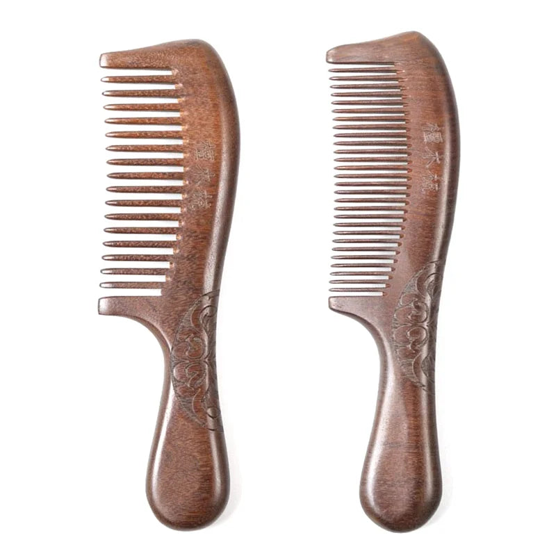 7 Styles Hot Sell Sandalwood Hair Comb No Static Handmade Wide Tooth Comb Scent Natural Wooden Detangling Comb Detangler