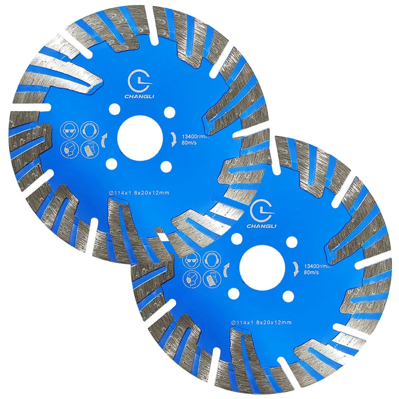 OEM Industrial 4.5Inch Blue Hot Pressed Diamond Saw Blade Protection Teeth for Dry Cutting Granite Stones High Efficiency
