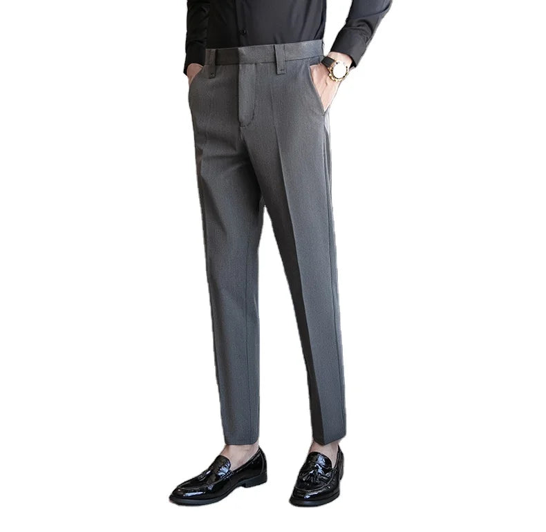 Wholesale Men's Slim Casual Straight Fit Soft 100% Polyester Anti-Wrinkle Waterproof Zipper Fly Midweight Pants