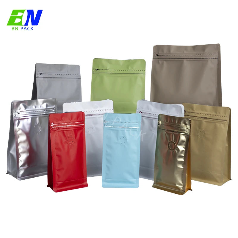 ECO-friendly Plastic High Barrier Moisture Proof Resealable Zipper Top Flat Bottom Multi-Color Pizza Coffee Tea Pet Dry Fruit