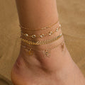 Go Party Fashion Jewelry Anklets 4Pcs Set Link Chain Hollow Butterfly Anklet Rhinestone Foot Bracelet Foot Chain Ankle Bracelets