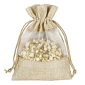 Custom Design Drawstring Linen Dried Flower Pouches Sachet Bags with Organza Window