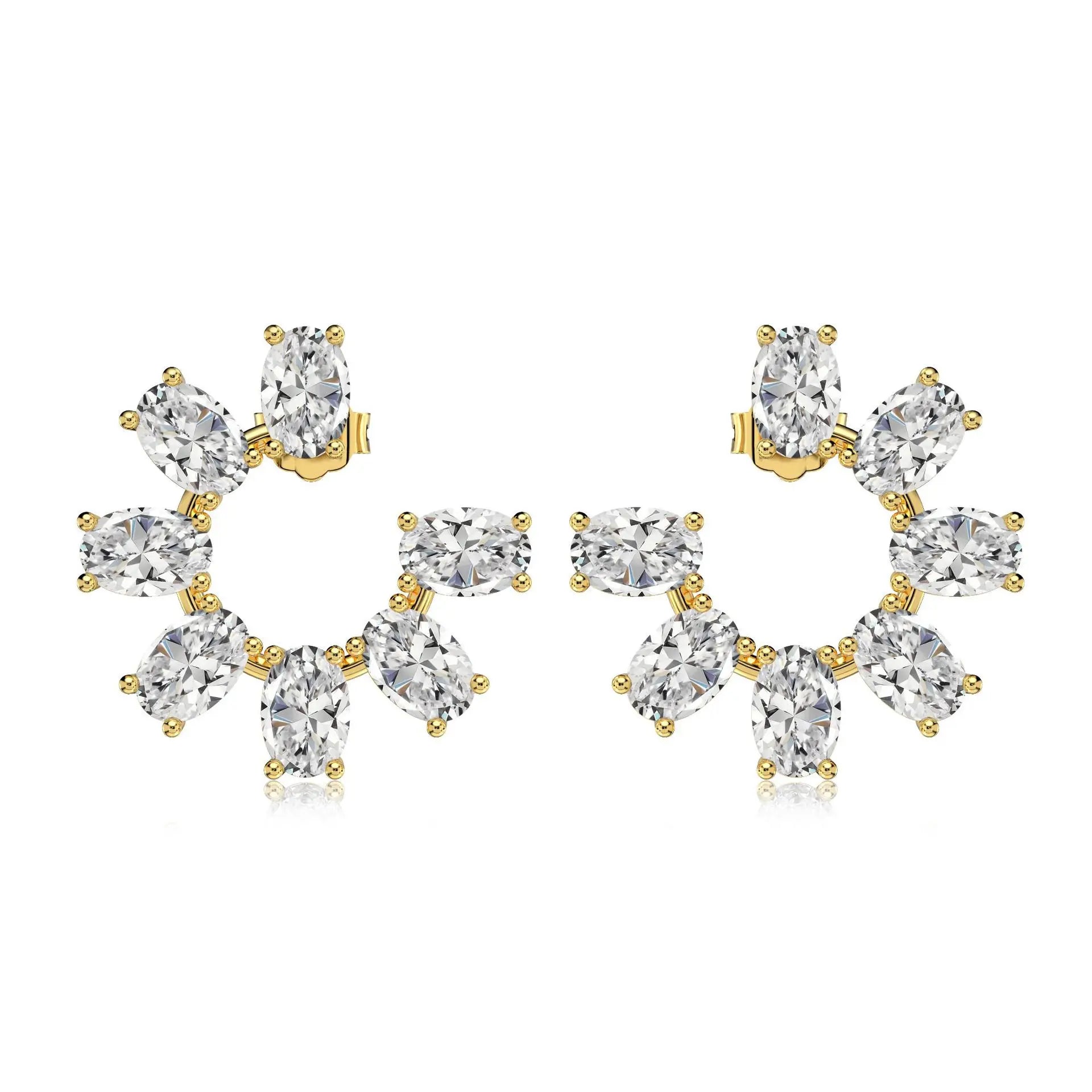 ACME 925 Sterling Silver Gold Plated Oral Flower Drop Stud Exquisite Cubic Zircon Earrings for Women Party Luxury Wedding Gift