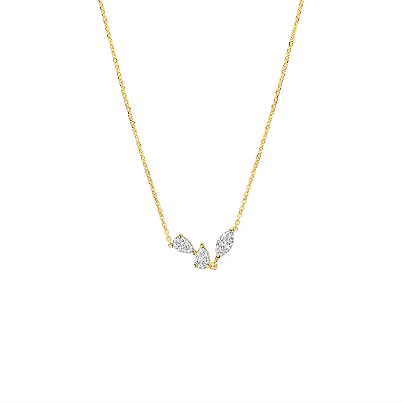 LOZRUNVE Sterling Silver 925 14k Gold 18k Gold Jewelry Wholesale Pear Crystal Charm Necklace Women