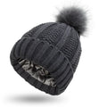 High Quality Winter Hat for Women Ribbed Knitted Hats With Pom Pom Satin Lined Beanie Hats Custom Beanie