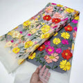 Textile Materials Spring and Summer 3d Print Embroidered Flower Mesh Lace Dress Fabric