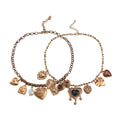 QUSEDINY European American Retro Style Multi-Layer Pendant Necklace Ladies Trendy Heart-Shaped Statement Fashion Love Charm