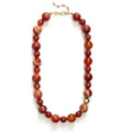Zooying Chunky Carnelian Bead Necklace Natural Red Agate Stone Statement Jewelry Stainless Steel Chain for Women