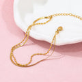 18k PVD Gold Plated Tarnish-Free Waterproof Anklet Double-Layer Bead String Snake Chain Trendy Stainless Steel Party Jewelry