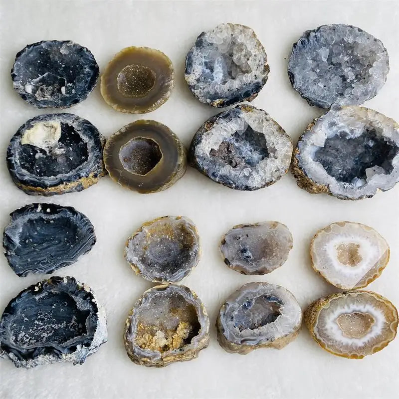 Wholesale Natural Small Druzy Agate Crystal Geodes Agate Cornucopia in Pairs Agate Bowl for Sale