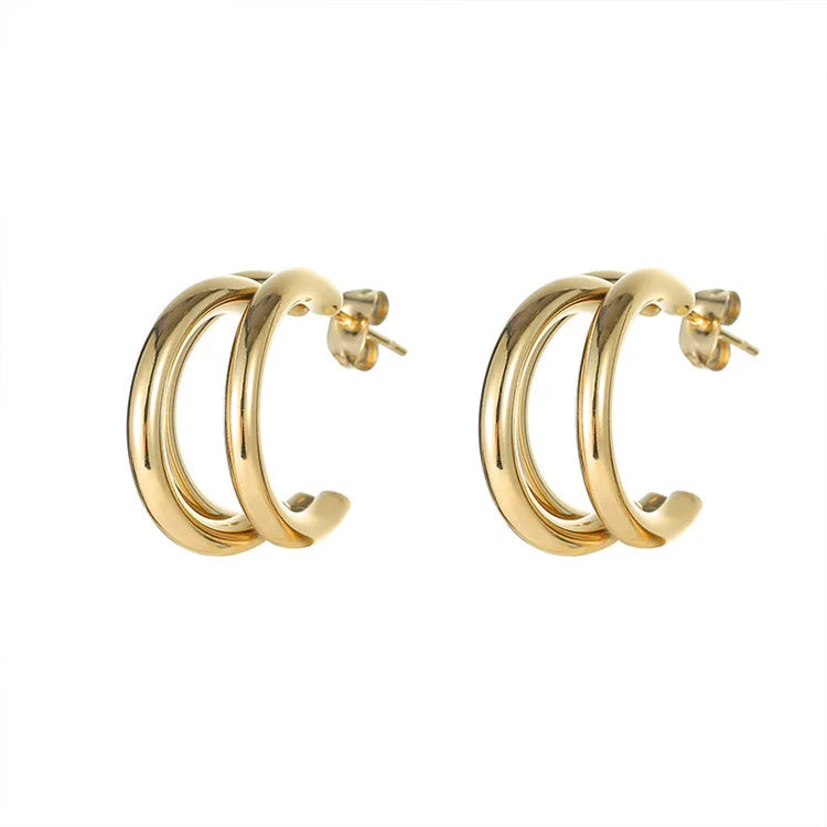 Hot Selling Jewelry Stainless Steel Irregular Hoop Stud Earrings for Women