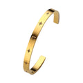 Women's Stainless Steel Simple Carved Star Cuff for Bracelet Adjustable Celestial Diamond Zircon Gemstone Stacking Bracelet
