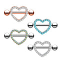 Fashion Barbell Nipple Rings Piercing Jewelry Creative Punk High Quality Heart Stainless Steel Zircon Silver Plated Wedding