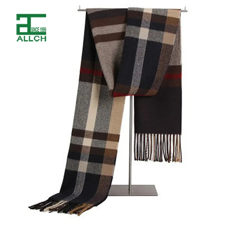 ALLCH  2023 New Designer Warm Soft Pashmina Neck Scarves Shawl Blanket  Plaid Tassel Cashmere Winter Scarf for