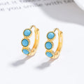 Fashionable Gold-plated Fine Turquoise Earring Clasp Jewelry 925 Sterling Silver Simple Huggies Hoop Earring