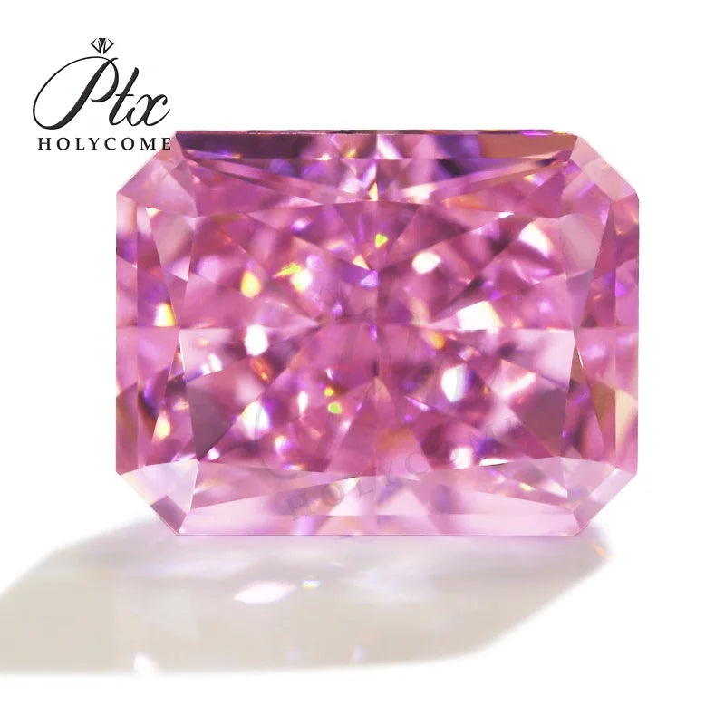 2023 Hot Sale Papalacha Color Ice Crushed Cut Radiant Cubic Zirconia Stock Pink Chart Gems Cubic Zirconia