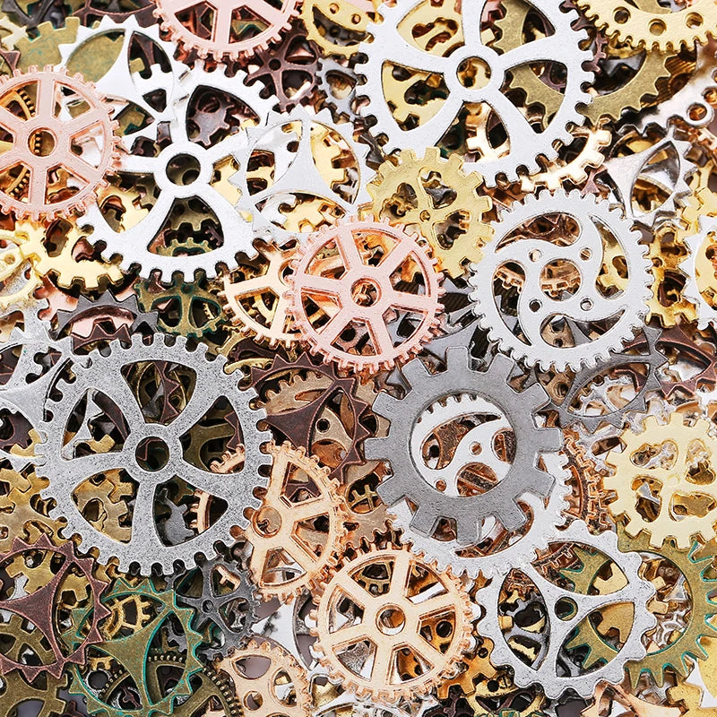 50pcs/bag Small Size 8-15mm Mix Alloy Mechanical Steampunk Cogs & Gears Diy Accessories U010