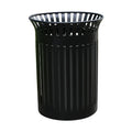 Custom Outdoor Steel Slatted Garbage Receptacle Trash Can Park Street Metal Uncovered Waste Bin Public Metallic Recycle Dustbin