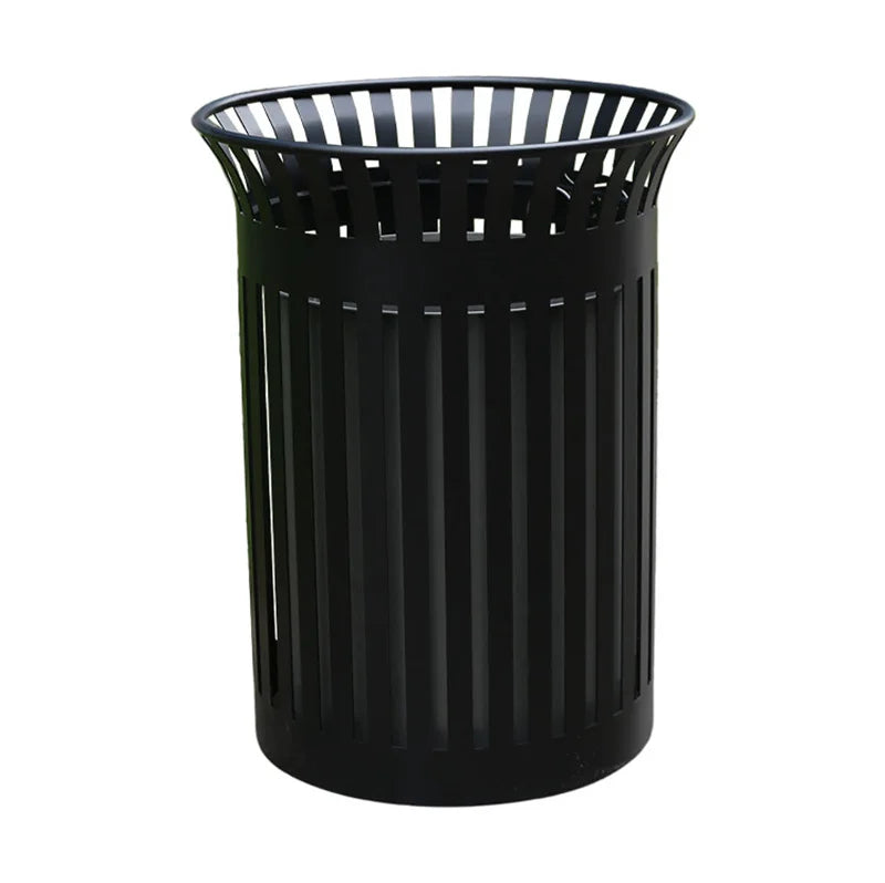 Custom Outdoor Steel Slatted Garbage Receptacle Trash Can Park Street Metal Uncovered Waste Bin Public Metallic Recycle Dustbin