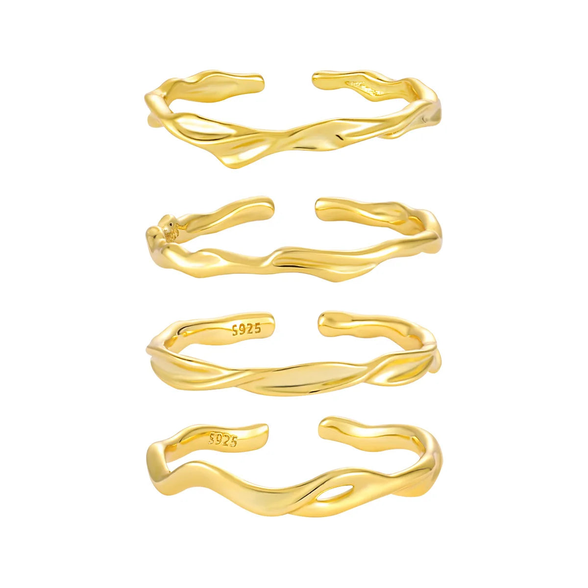Fashion Jewelry 925 Sterling Silver Irregular Circle Ring Jewelry for Women 18K Gold Plated 925 Silver Versatile Adjustable Ring