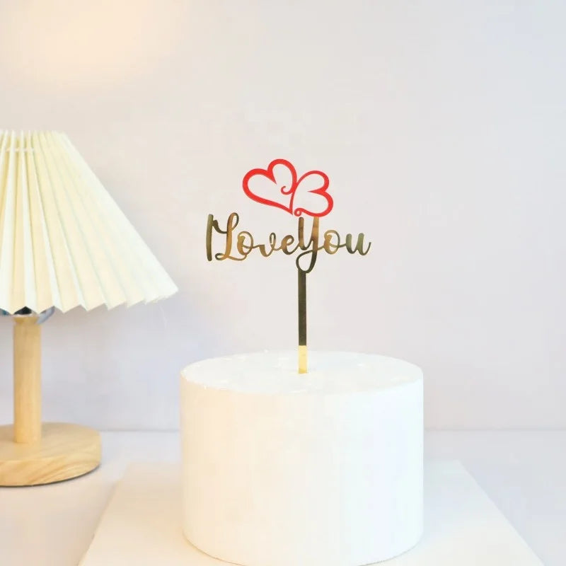 Happy Valentine's Day Acrylic Cake Toppers New Arrival Love Number Shape Cake Accessory Party Supplies for Cake Decoration