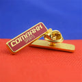 Custom logo Metal Soft Enamel Lapel Pin for Combaxx Sports Rectangle Hard Enamel Red Letter Pin Badge Factory