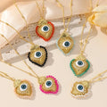2025 Trendy Blue Eyes Heart Charm Necklace 18K Gold Plated Beaded Chain Jewelry Necklace for Women Girls