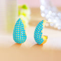 New Arrival Big Water Drop Earrings Copper Jewelry Sky Blue Cubic Zirconia Gold Plated Turquoise Statement Chunky Drop Earrings