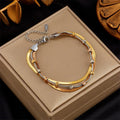 Fashion Multi Layer Wearing Bracelet Waterproof 18k Gold Plated Stainless Steel Bracelet for Women Pulseras Y Brazaletes
