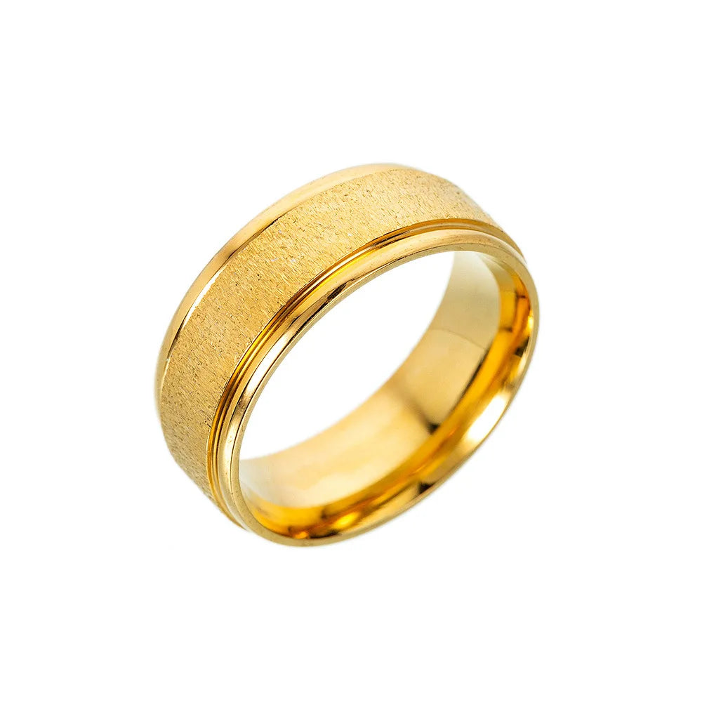 Fashion Gold Plated Stainless Steel Wedding Engagement Anniversary Ring for Couple Custom Trendy Gift & Party