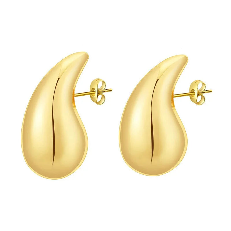 Europe and the United States Hollow Drop Earrings 18K Gold Titanium Steel Smooth Light Earrings