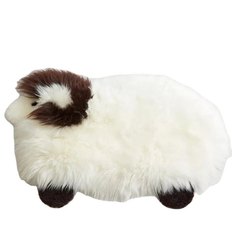 Children's Favorite Eco-Friendly Cartoon Sheep Fur Carpet Australian Real Sheepskin Fur Throw Carpet for Home Decor