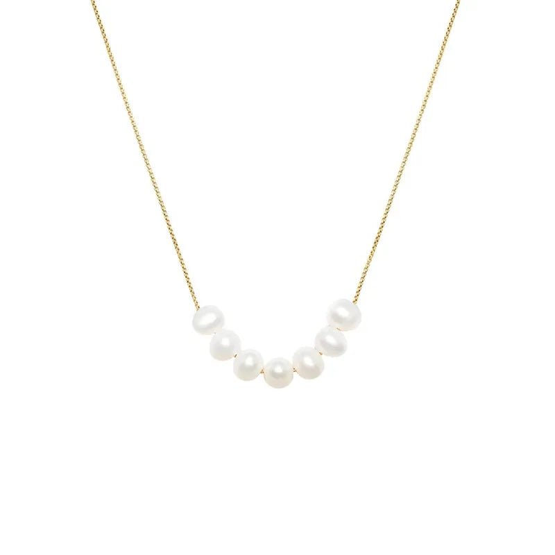 CANNER S925 Sterling Silver Simple Daily Wear Elegant Pearl Necklace for Mother Bride