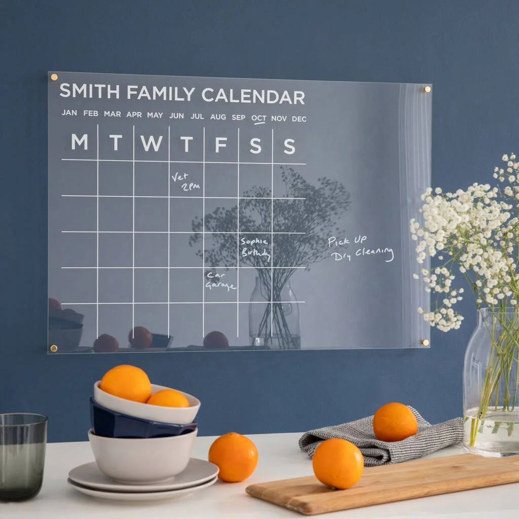 Home Office SchoolTask Organizer Acrylic Wall Calendar Clear Acrylic Monthly Wall Mounted Calendar Month Planner