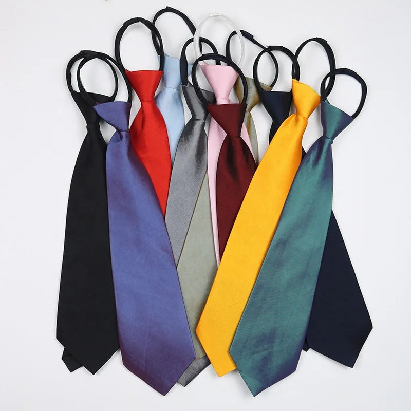 Wholesale Cheap Plain Lazy Neckt Tie Solid Zipper Ties Stain Mens Polyester Zip Neckties